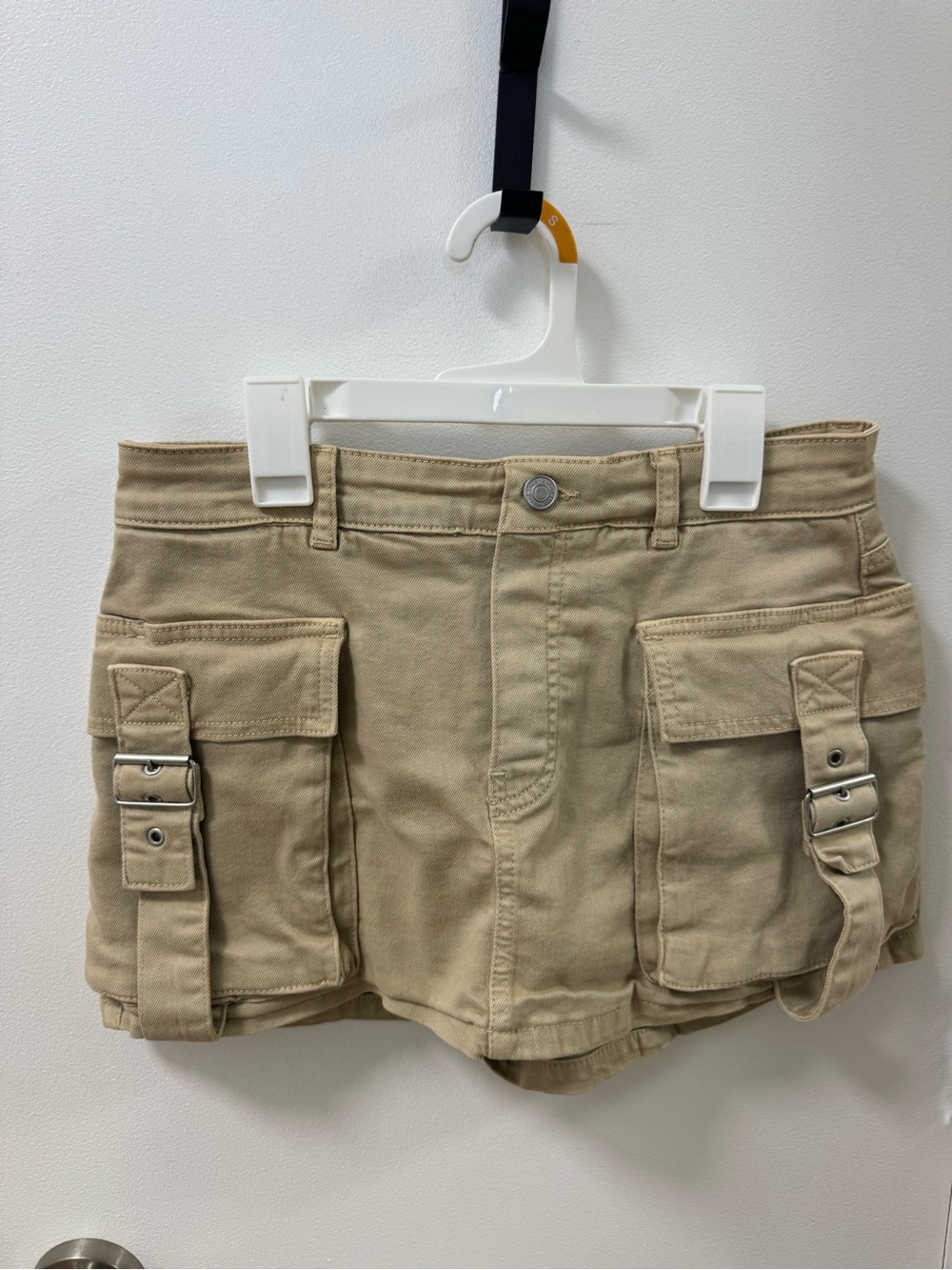 Free People Khaki Cargo Mini Skort with Buckle Pockets